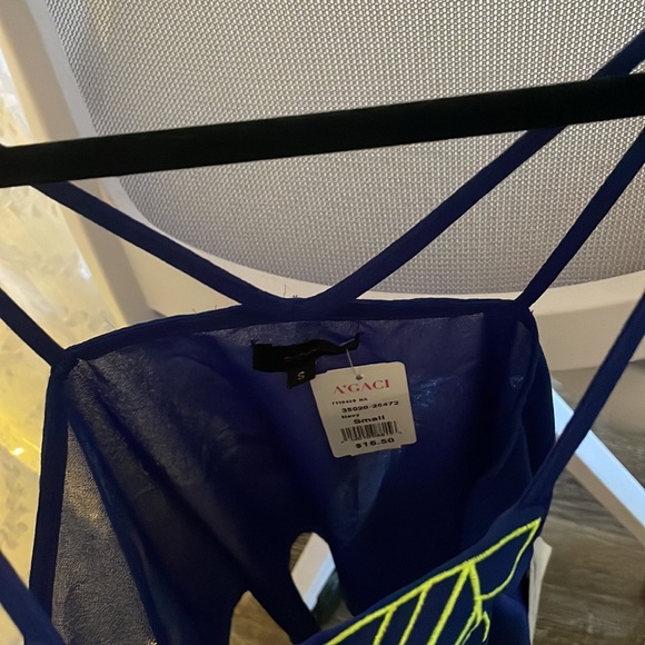 Blue and neon green tank top - Picture 3 of 5